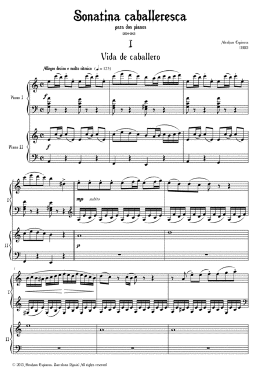 Sonatina caballeresca para dos pianos 2 Pianos, 4-Hands scores gallery preview page 4