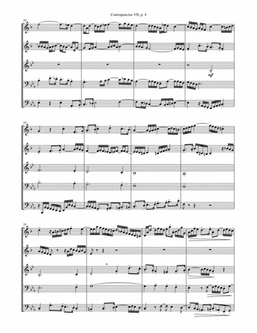 Contrapunctus VII from "The Art of Fugue" for Brass Quintet