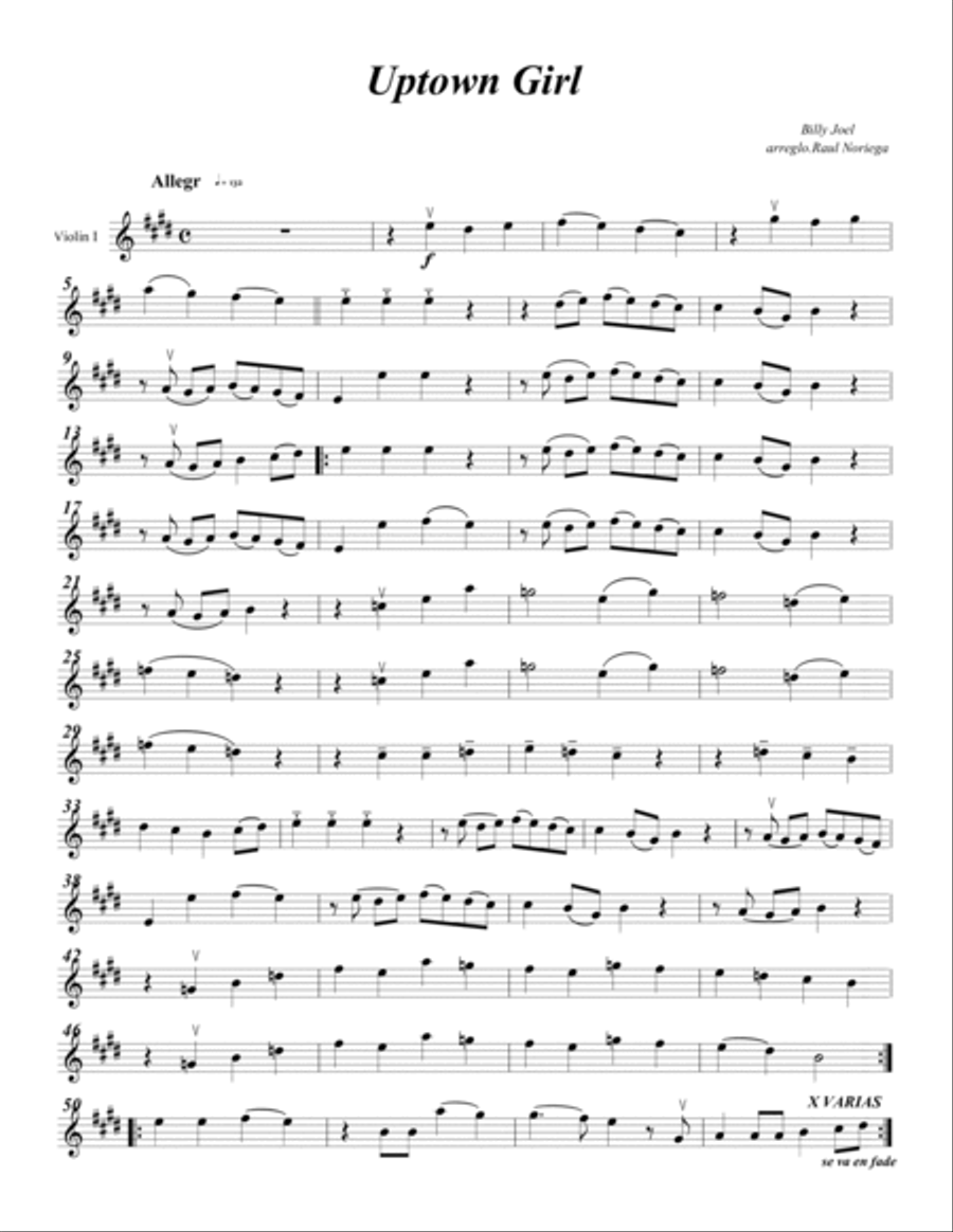 Uptown Girl Uptown Girl String Quartet scores gallery preview page 3