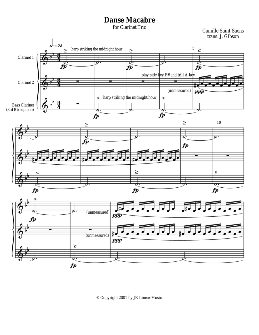 Danse Macabre for Clarinet Trio Danse Macabre for Clarinet Trio Clarinet Trio scores gallery preview page 1