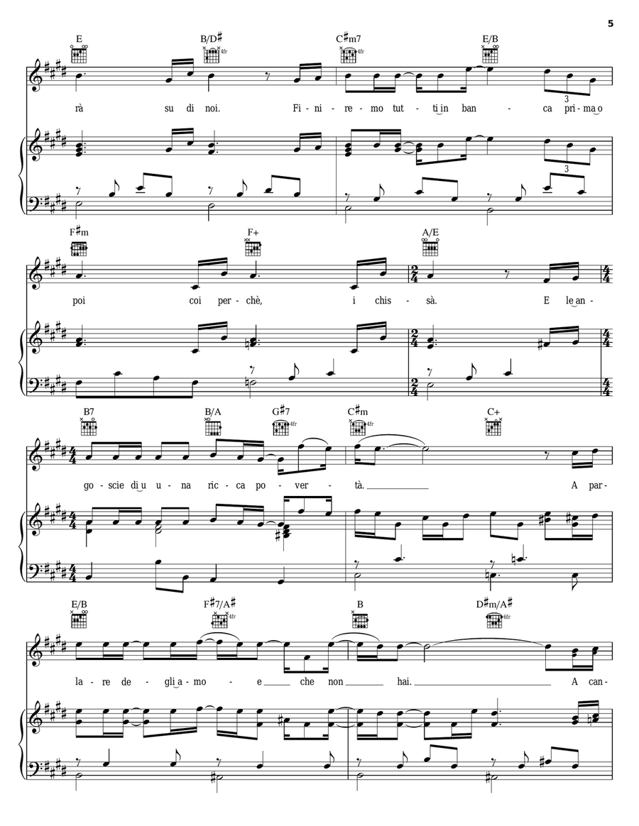 Passera Piano, Vocal, Guitar scores gallery preview page 5