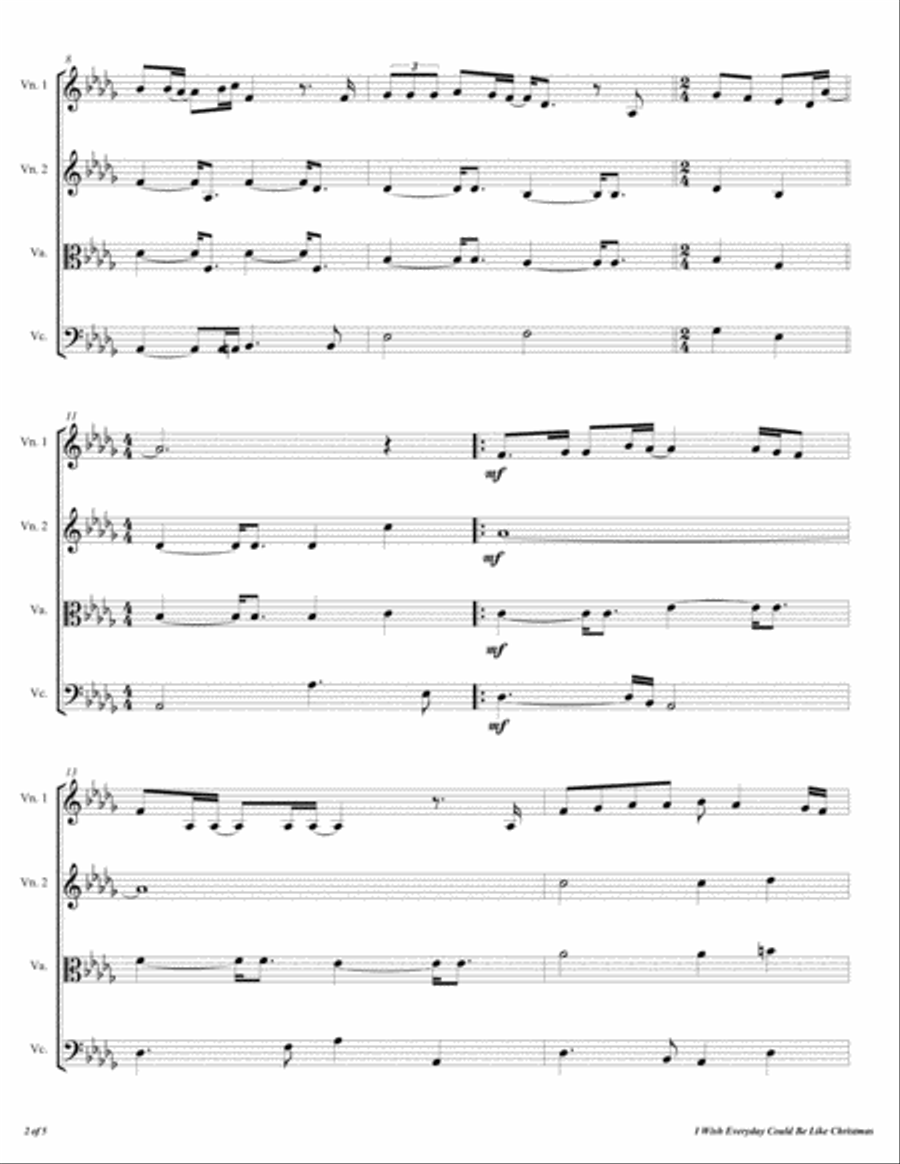 I Wish Everyday Could Be Like Christmas String Quartet scores gallery preview page 3