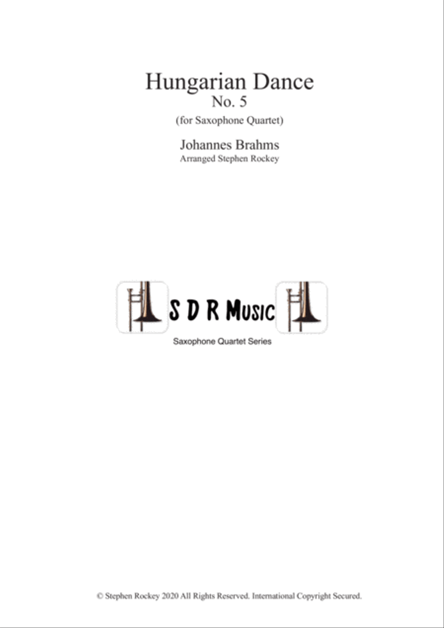 Hungarian Dance No.5 for Saxophone Quartet Saxophone Quartet scores gallery preview page 1