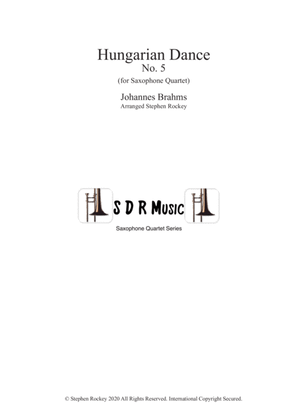 Book cover for Hungarian Dance No.5 for Saxophone Quartet