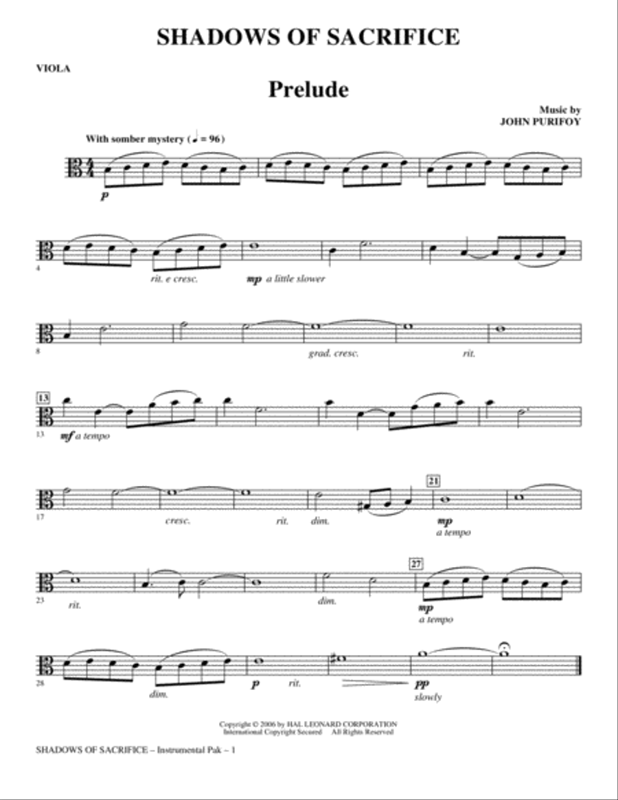 Shadows of Sacrifice - Viola Choir scores gallery preview page 1
