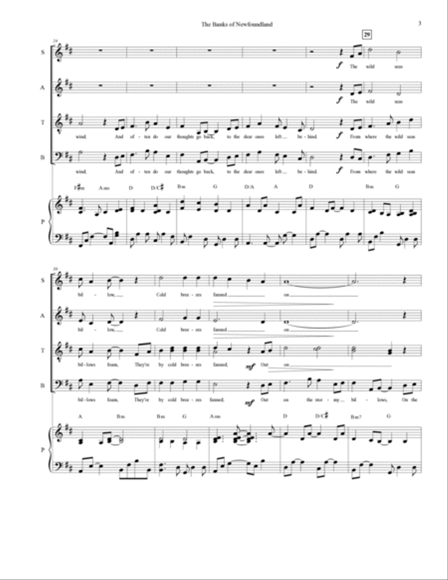 The Banks of Newfoundland (SATB) 4-Part scores gallery preview page 3