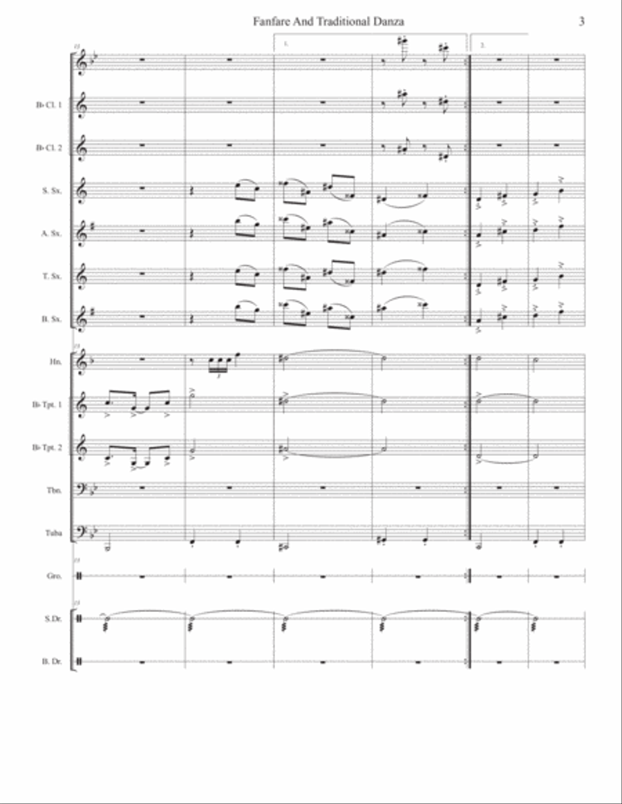 Fanfare and Traditional Danza For Small Wind Ensemble Concert Band scores gallery preview page 4