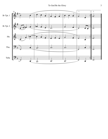 To God Be the Glory (Brass Quintet) image number null