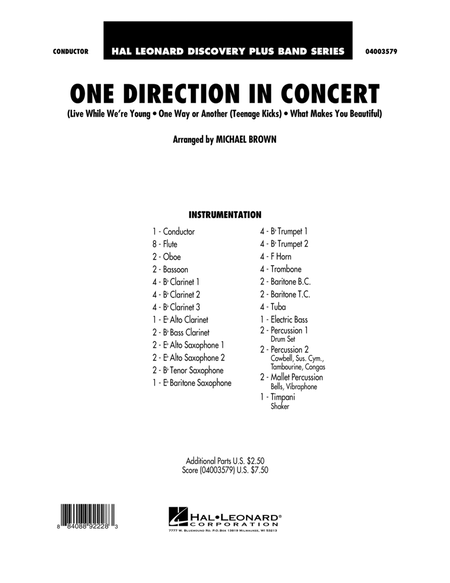 One Direction In Concert - Conductor Score (Full Score)