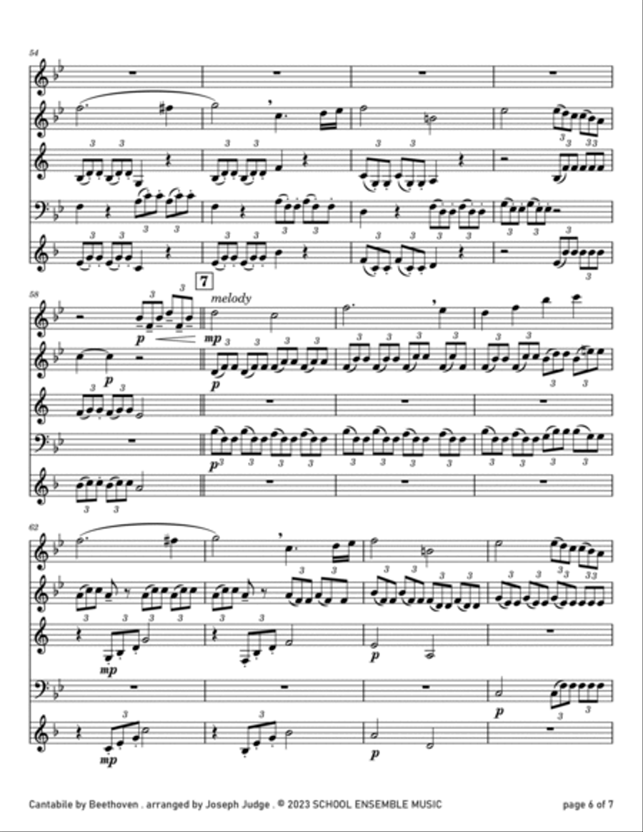 Cantabile by Beethoven for Woodwind Quartet in Schools Woodwind Quartet scores gallery preview page 6