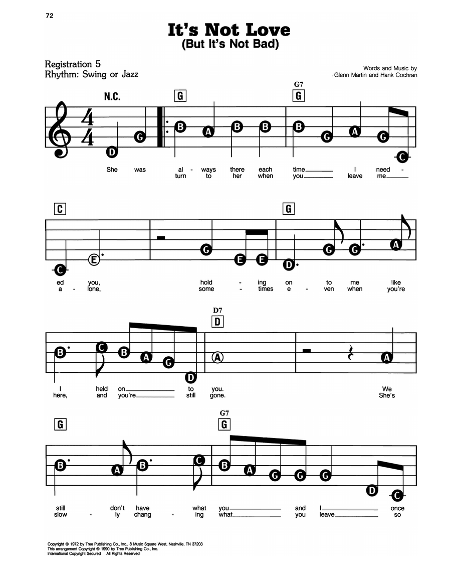 It's Not Love (But It's Not Bad) Easy Piano scores gallery preview page 1