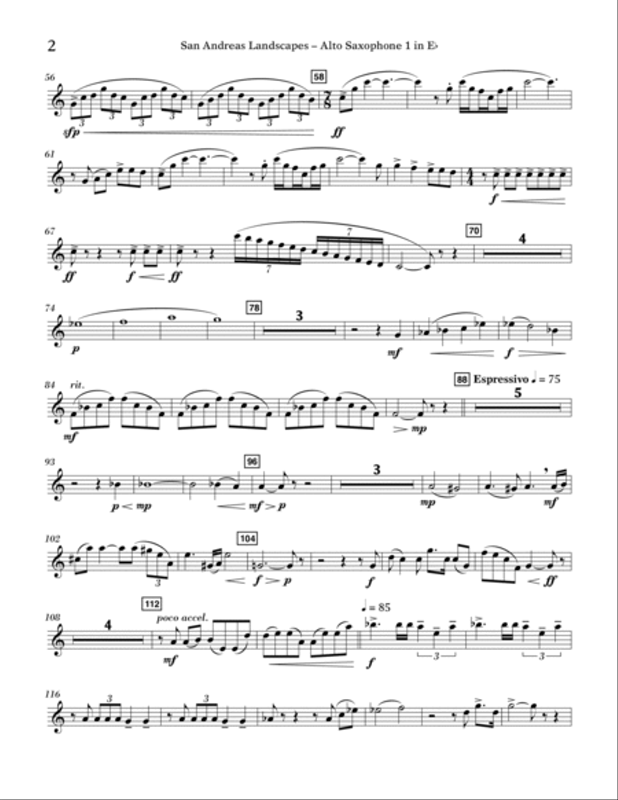 San Andreas Landscapes - Eb Alto Saxophone 1 Alto Saxophone scores gallery preview page 2