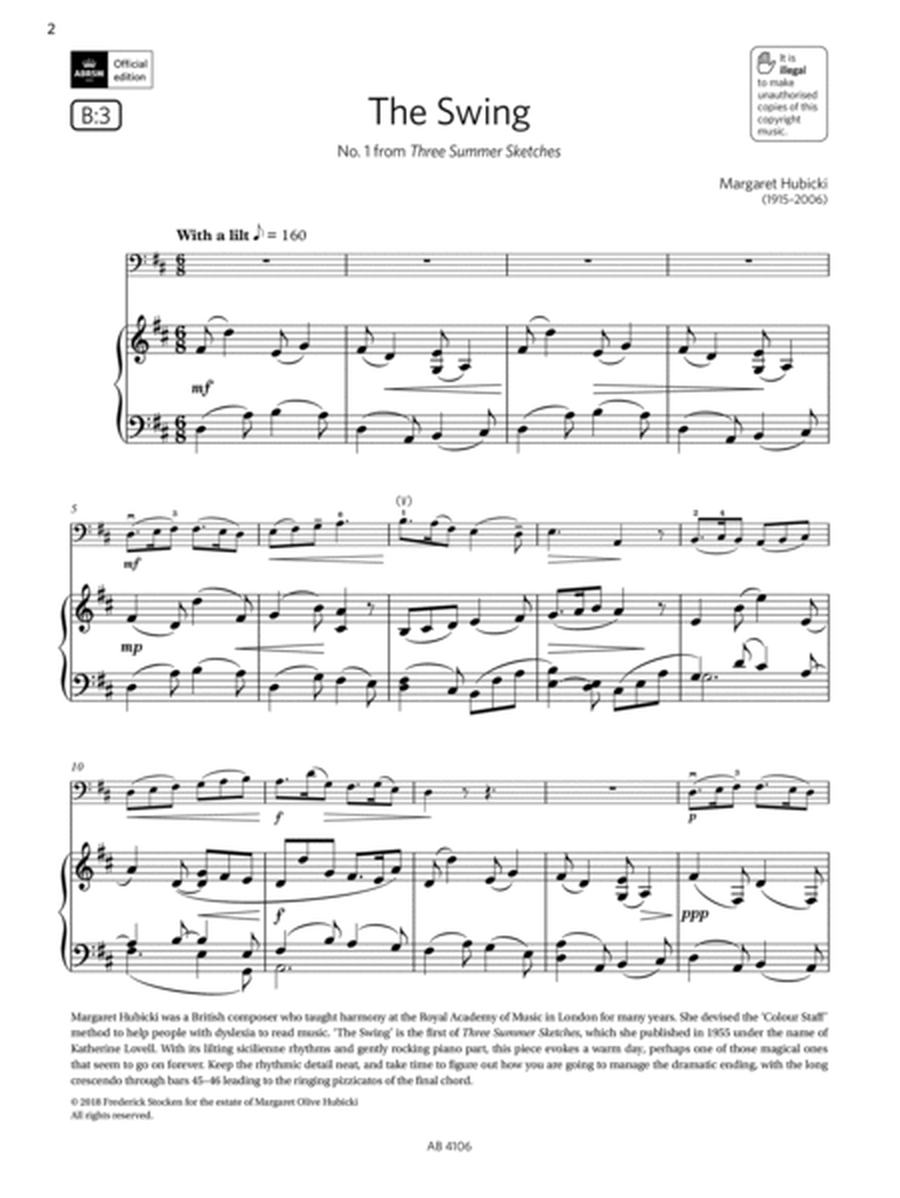 The Swing (Grade 3, B3, from the ABRSM Cello Syllabus from 2024)