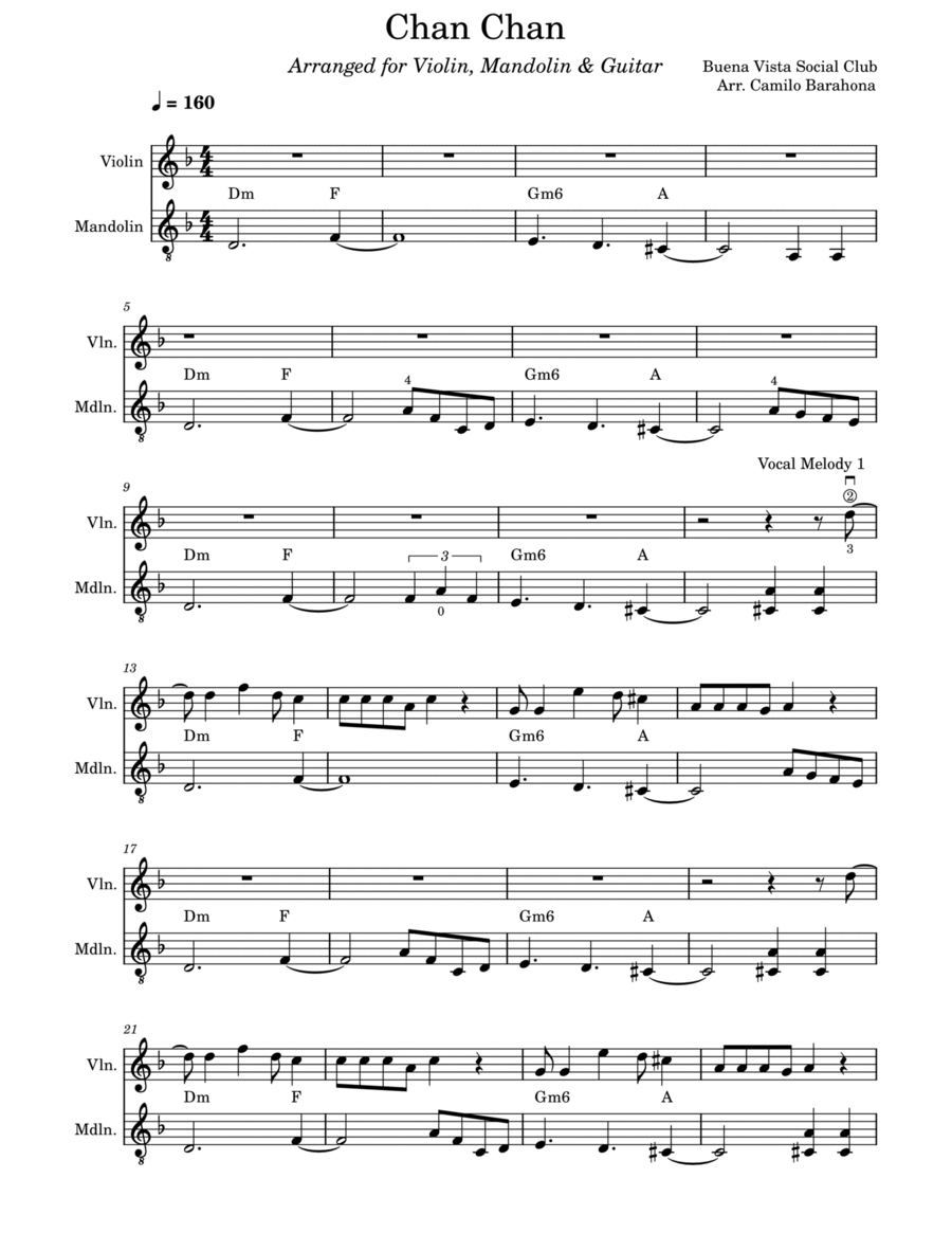 Chan Chan (chan Chan Son) String Duet scores gallery preview page 1