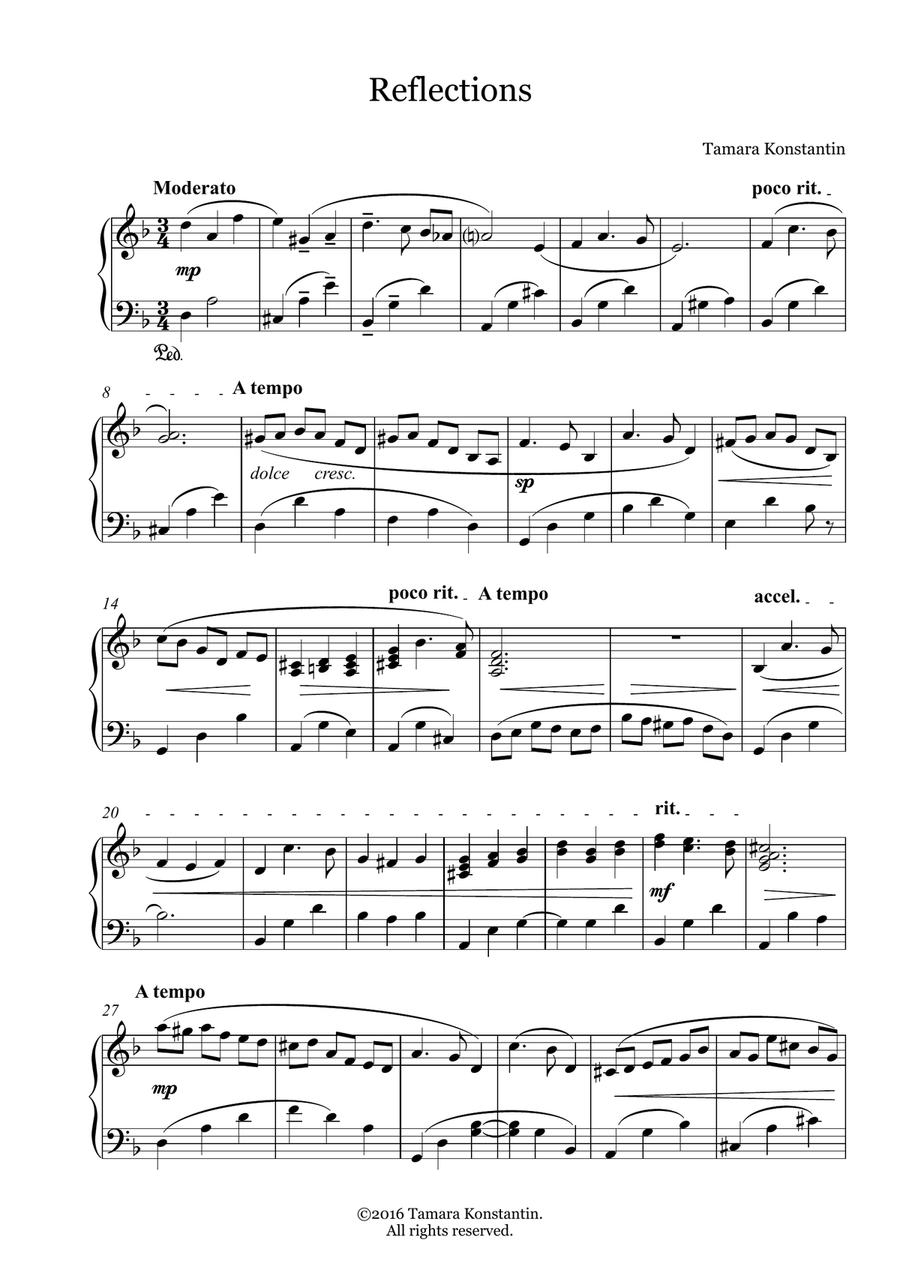 Reflections - by Tamara Konstantin Piano Solo scores gallery preview page 3