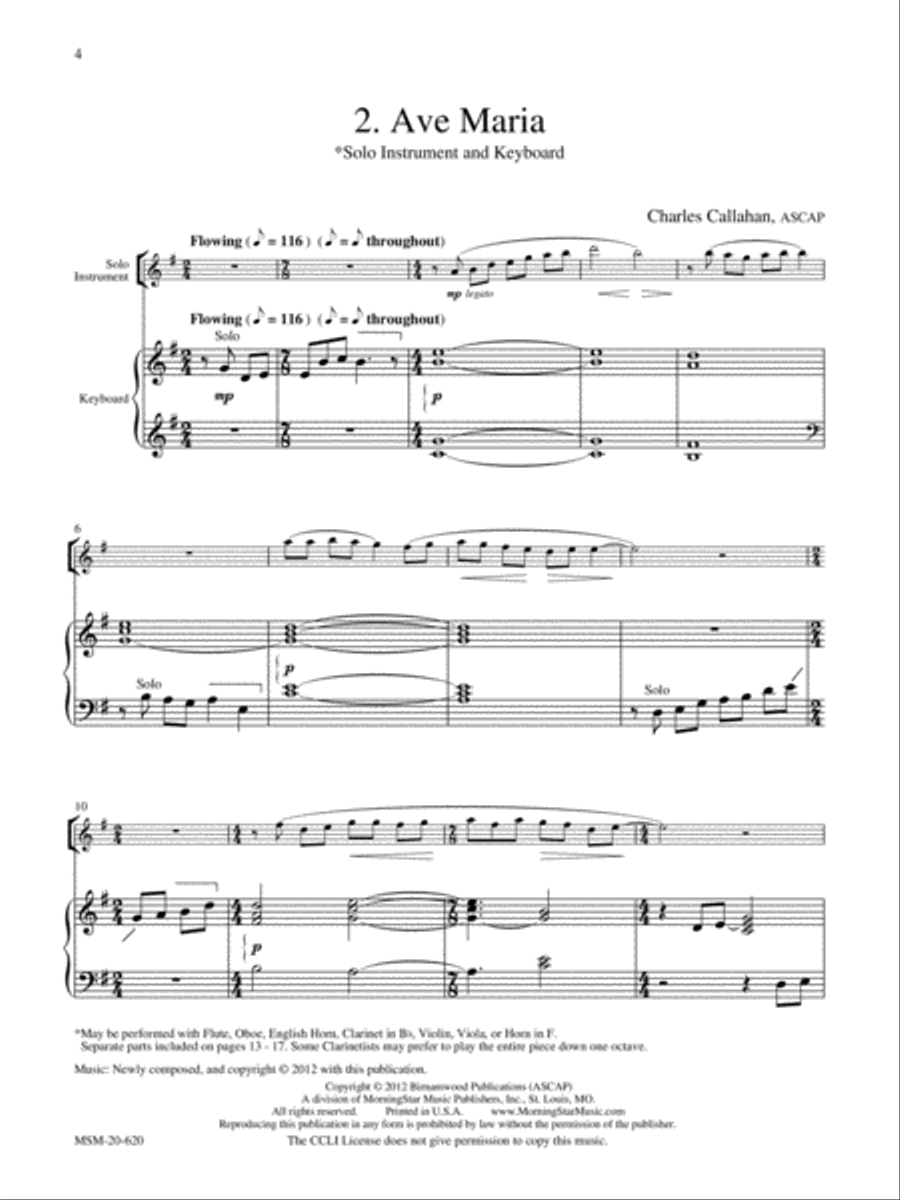 Three Gregorian Reflections- Solo Instrument & Organ Organ scores gallery preview page 4