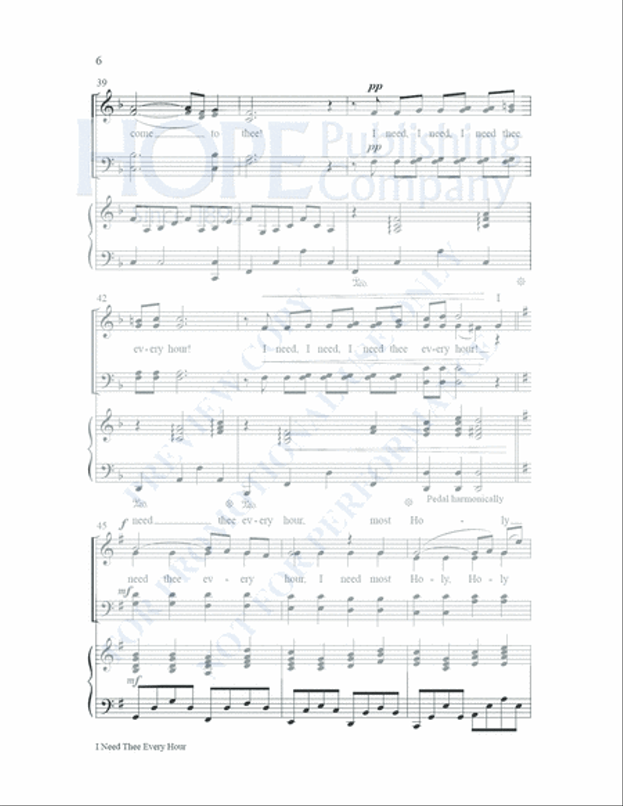 I Need Thee Every Hour 4-Part scores gallery preview page 7
