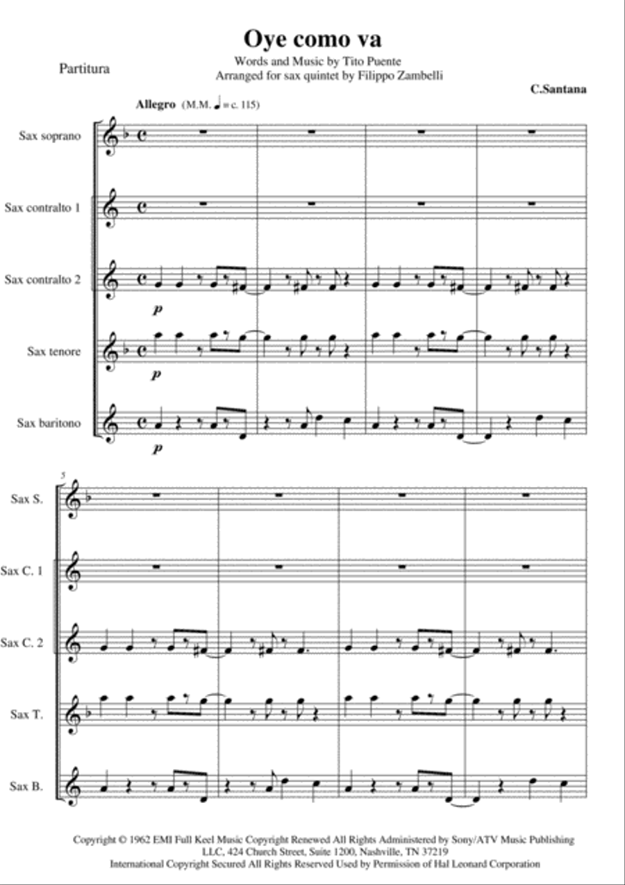 Oye Como Va Woodwind Quintet scores gallery preview page 1