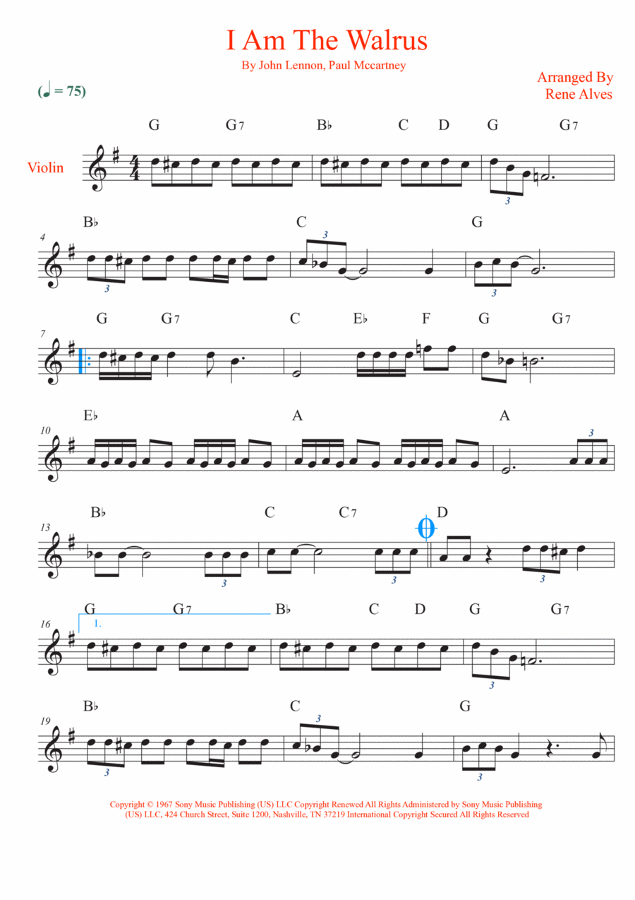 I Am The Walrus I Am The Walrus Violin Solo scores gallery preview page 1