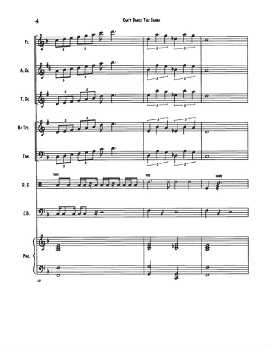 Can't Dance This Samba by Joel Glickman. Jazz piece for small to medium group with flexible instru Jazz Ensemble scores gallery preview page 4