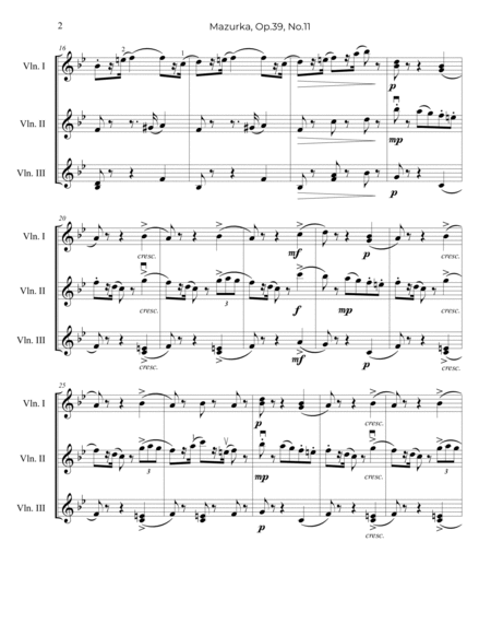 Tchaikovsky: Mazurka, Op.39, No.11 - for Violin Trio (Violin Choir) image number null