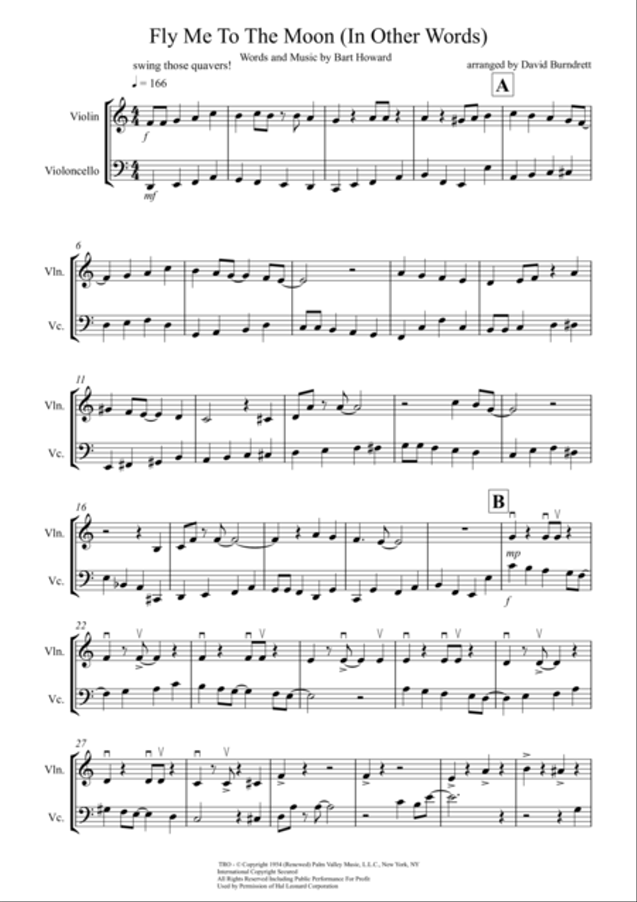 Fly Me To The Moon (In Other Words) String Duet scores gallery preview page 1