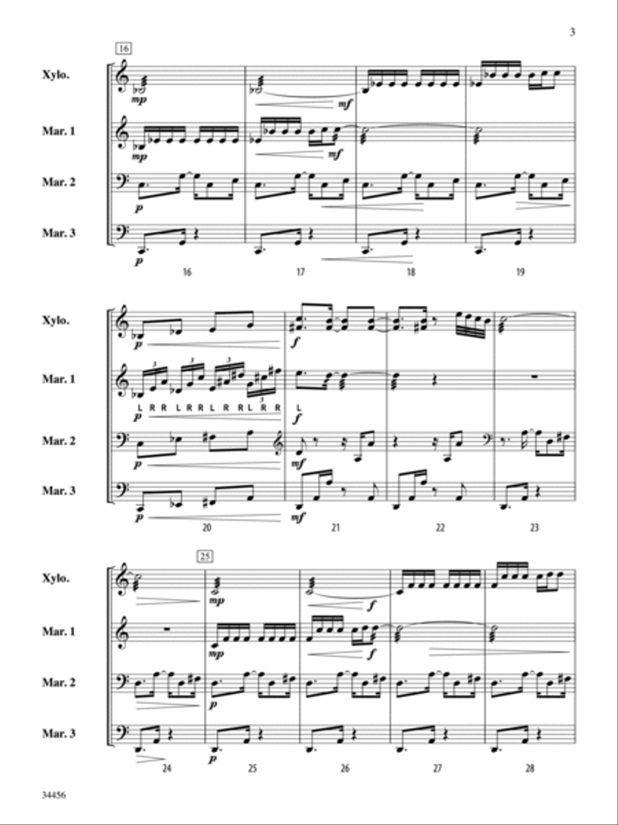 Gershwin Preludes (I--III) for Mallet Ensemble Percussion Ensemble scores gallery preview page 4