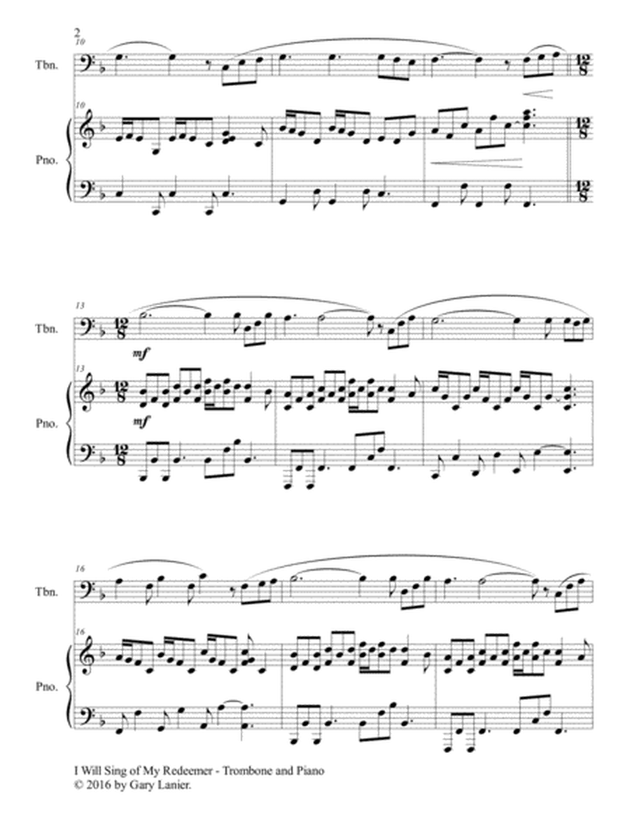 I WILL SING OF MY REDEEMER (Duet – Trombone & Piano with Score/Part) image number null