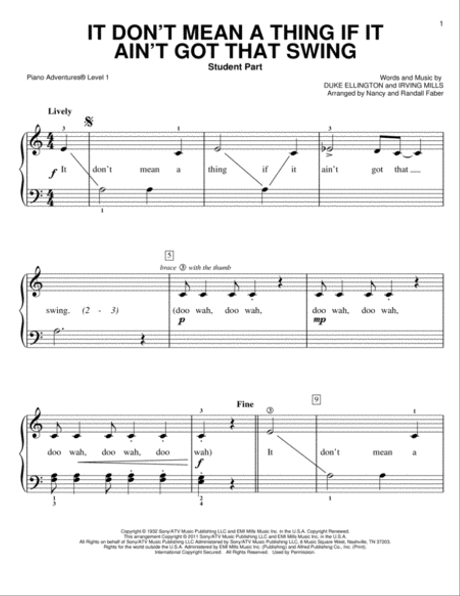 It Don't Mean a Thing If It Ain't Got That Swing Piano Method scores gallery preview page 1