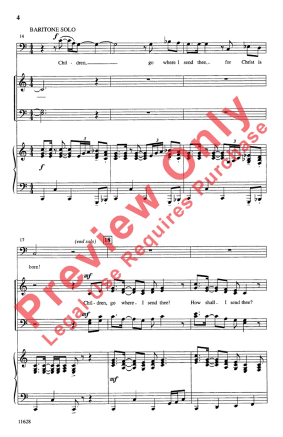 Children, Go Where I Send Thee 4-Part scores gallery preview page 4