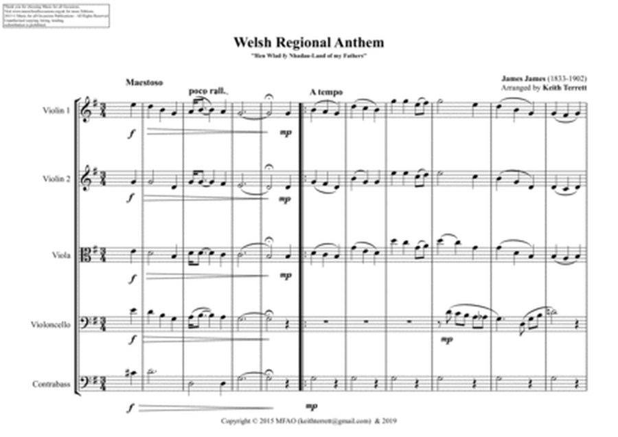 Welsh Regional Anthem for String Orchestra (MFAO World National Anthem Series) image number null