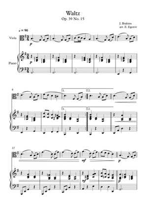 Waltz (Op. 39 No. 15), Johannes Brahms, For Viola & Piano