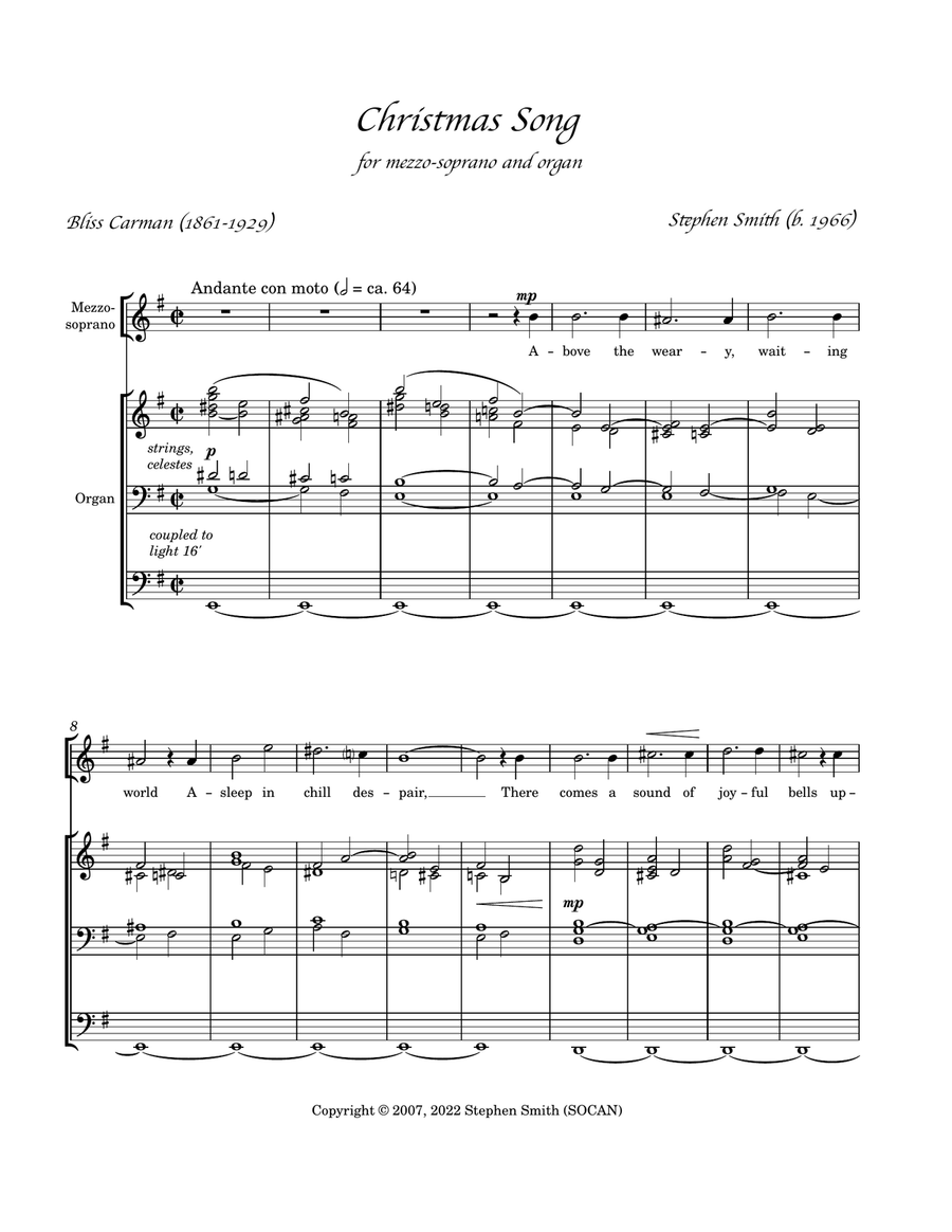 Christmas Song (Bliss Carman) Mezzo-Soprano Voice scores gallery preview page 1