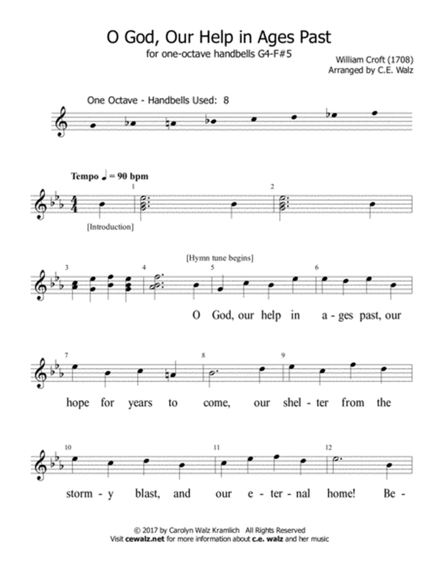 O God Our Help in Ages Past - One octave handbells G4 - F#5 image number null