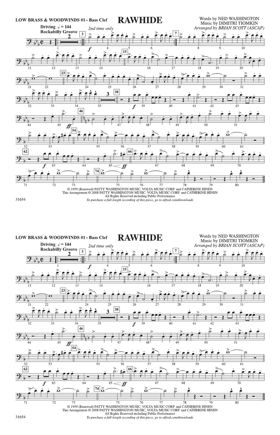 Rawhide: Low Brass & Woodwinds #1 - Bass Clef
