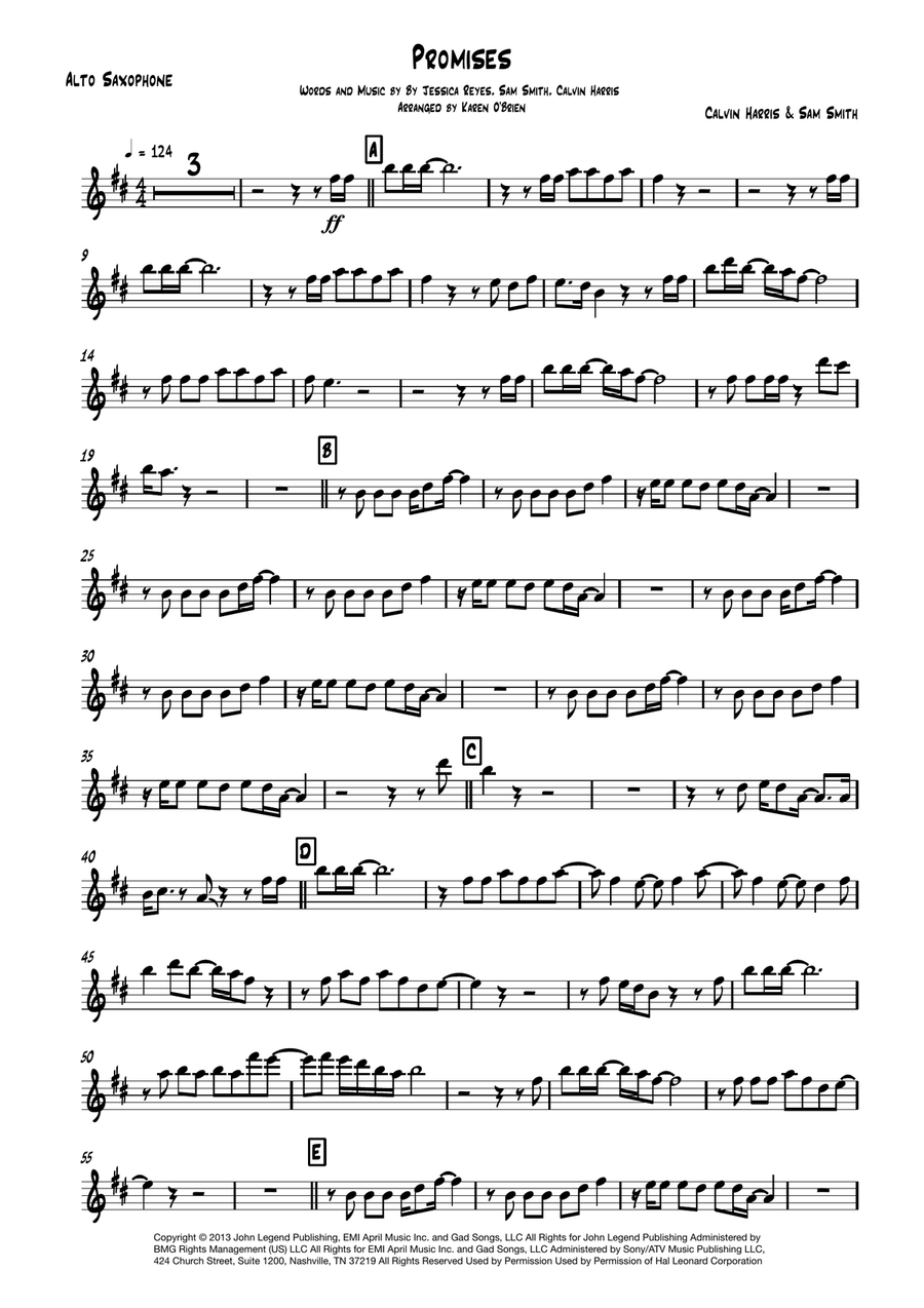 Promises Promises Alto Saxophone scores gallery preview page 1