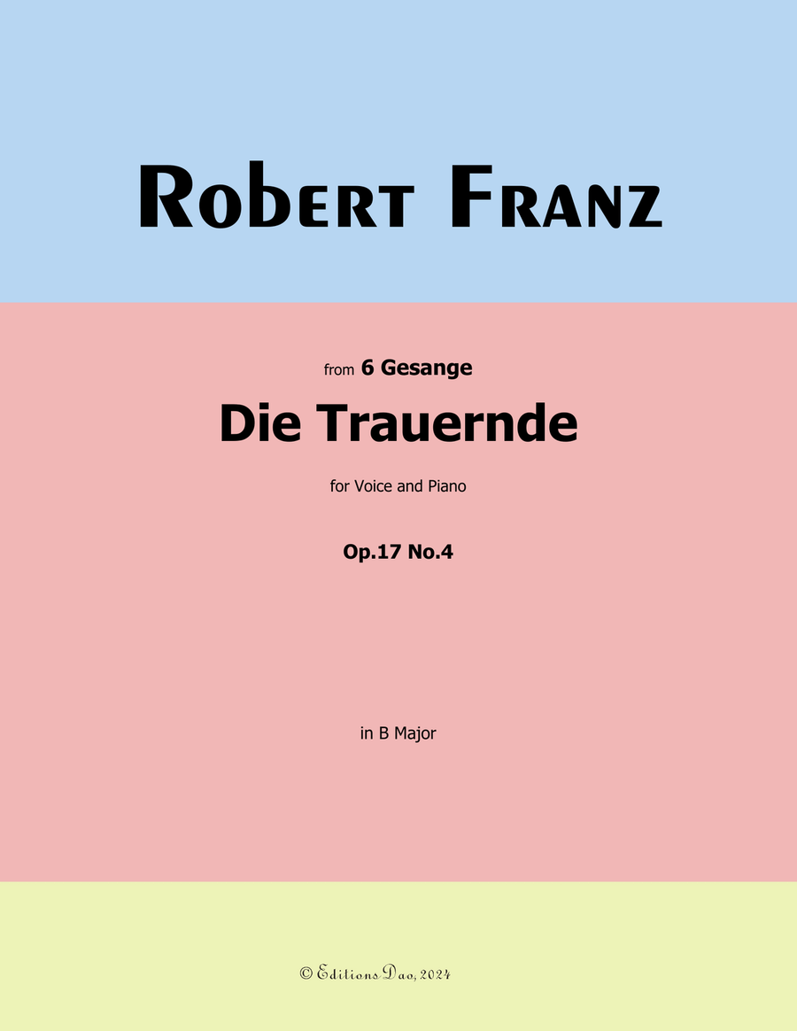 Die Trauernde, by Robert Franz, in B Major Voice scores gallery preview page 1