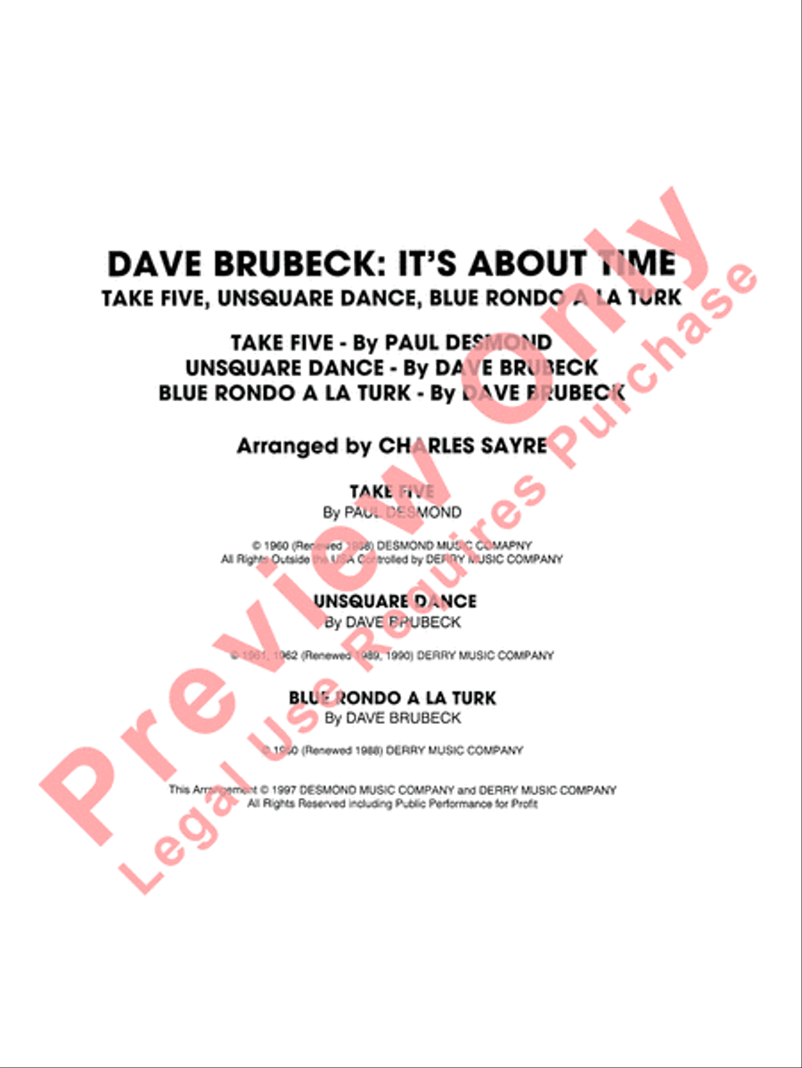Dave Brubeck: It's About Time Concert Band scores gallery preview page 3