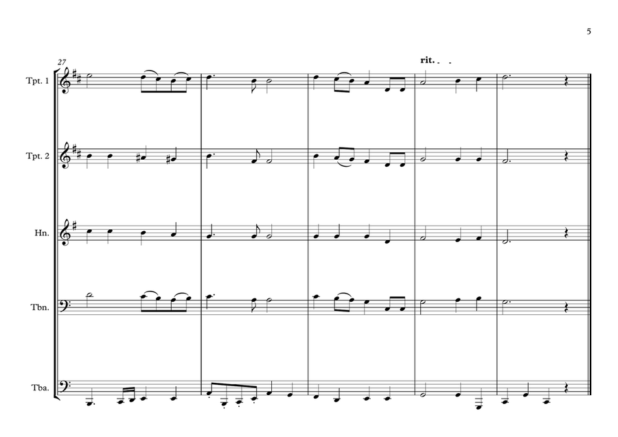 Russian Federation National Anthem ''Hymne National de Russe'' for Brass Quintet Brass Quintet scores gallery preview page 5