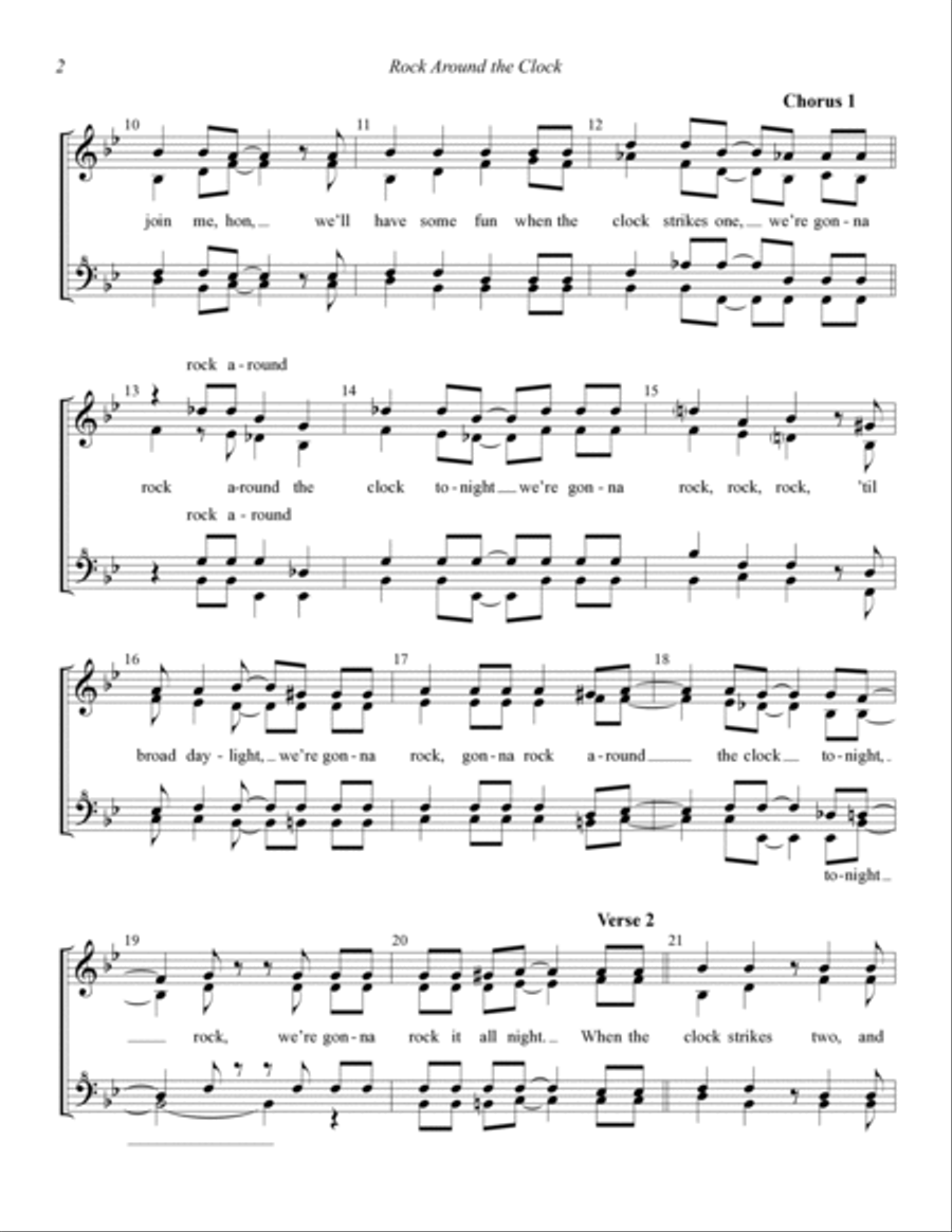 Rock Around The Clock (arr. Jon Nicholas) SSAA scores gallery preview page 2