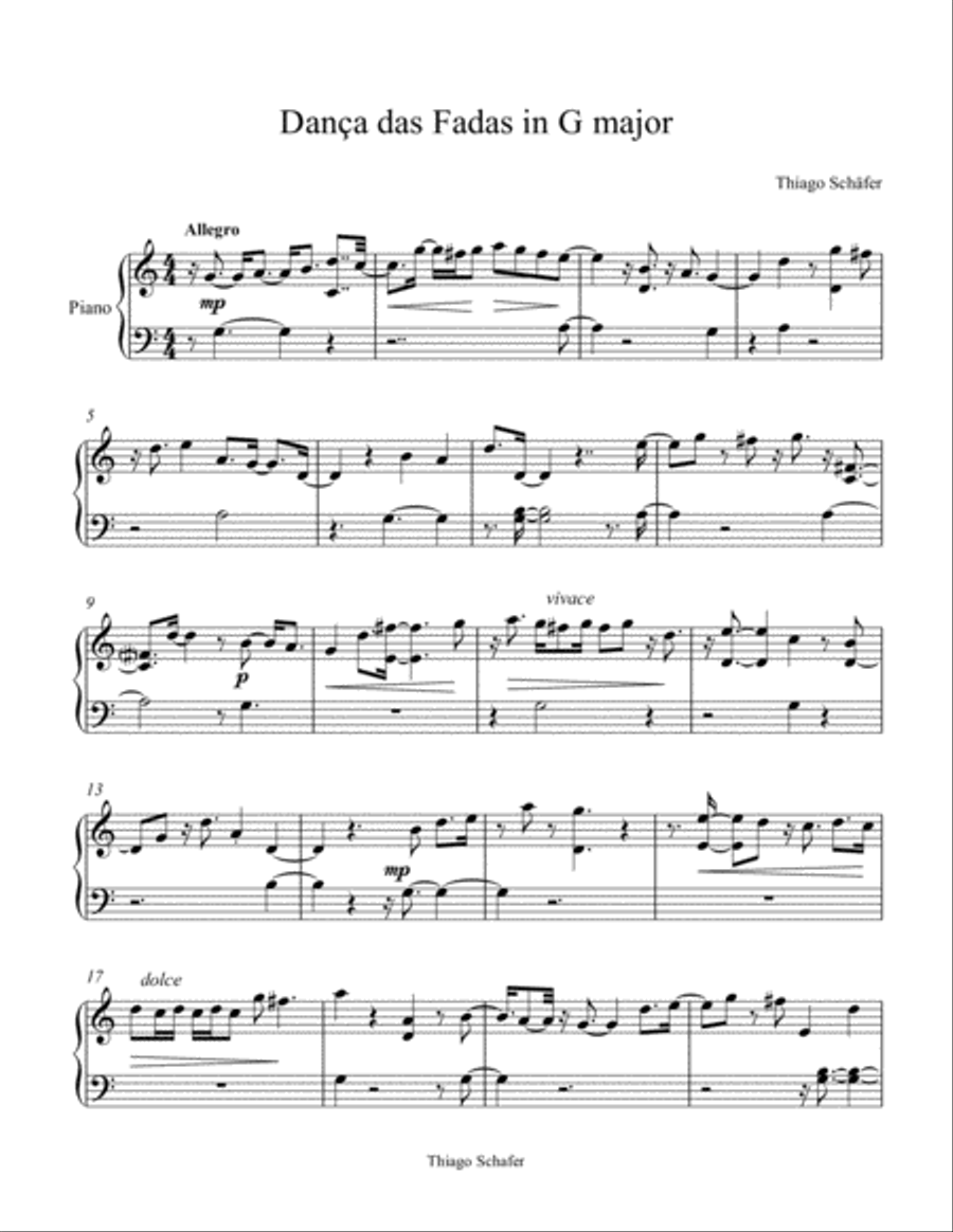 Dança das Fadas in G major Easy Piano scores gallery preview page 1