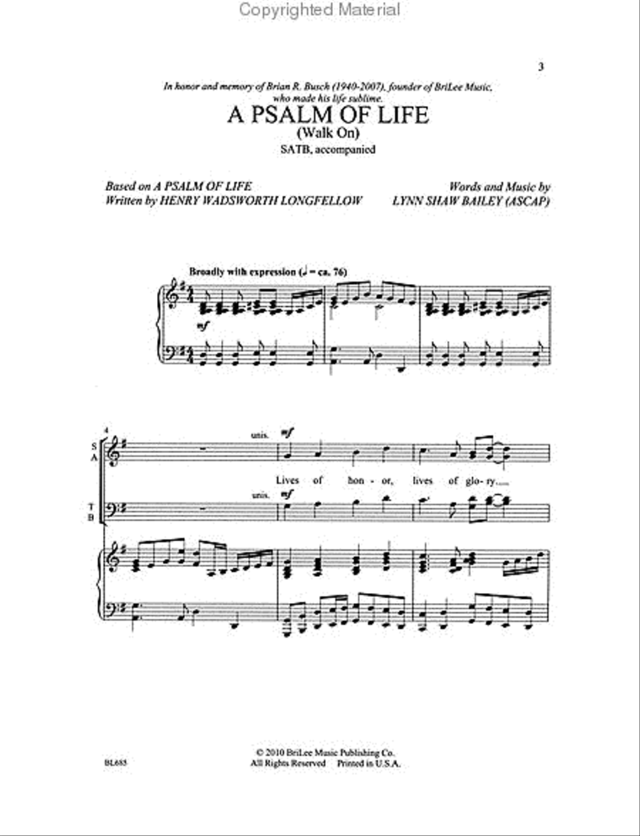 A Psalm of Life A Psalm of Life 4-Part scores gallery preview page 2