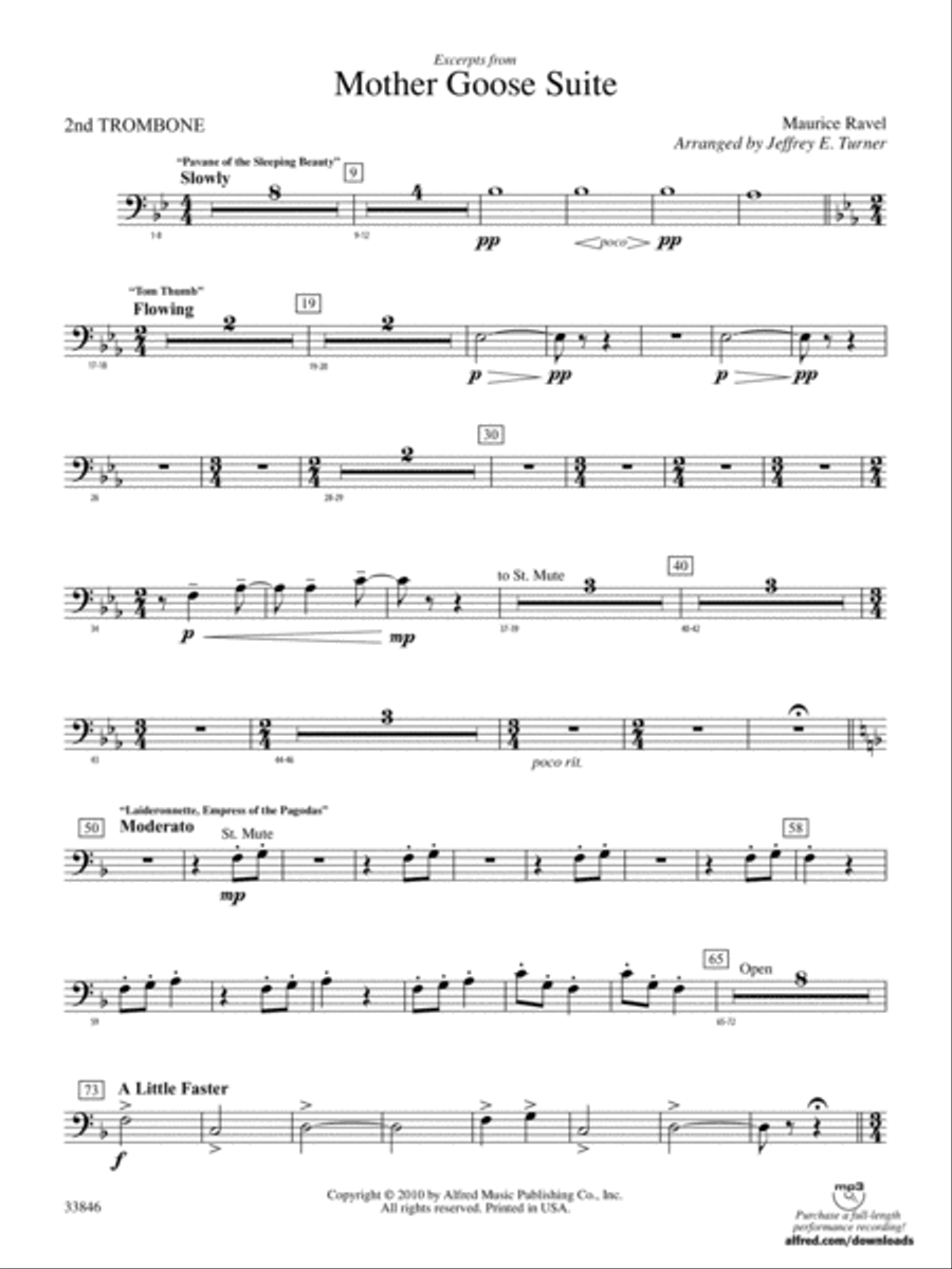 Mother Goose Suite: 2nd Trombone Concert Band scores gallery preview page 1
