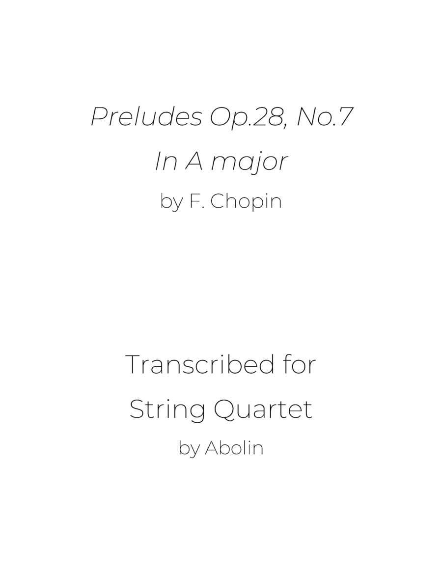 Chopin: Preludes Op.28, No.7 - String Quartet String Quartet scores gallery preview page 1
