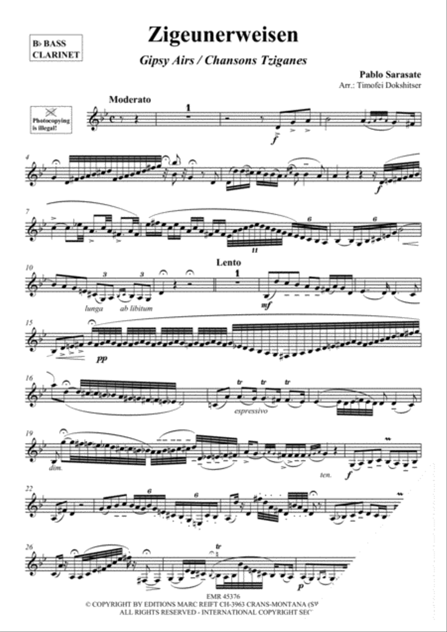 Zigeunerweisen Bass Clarinet scores gallery preview page 3