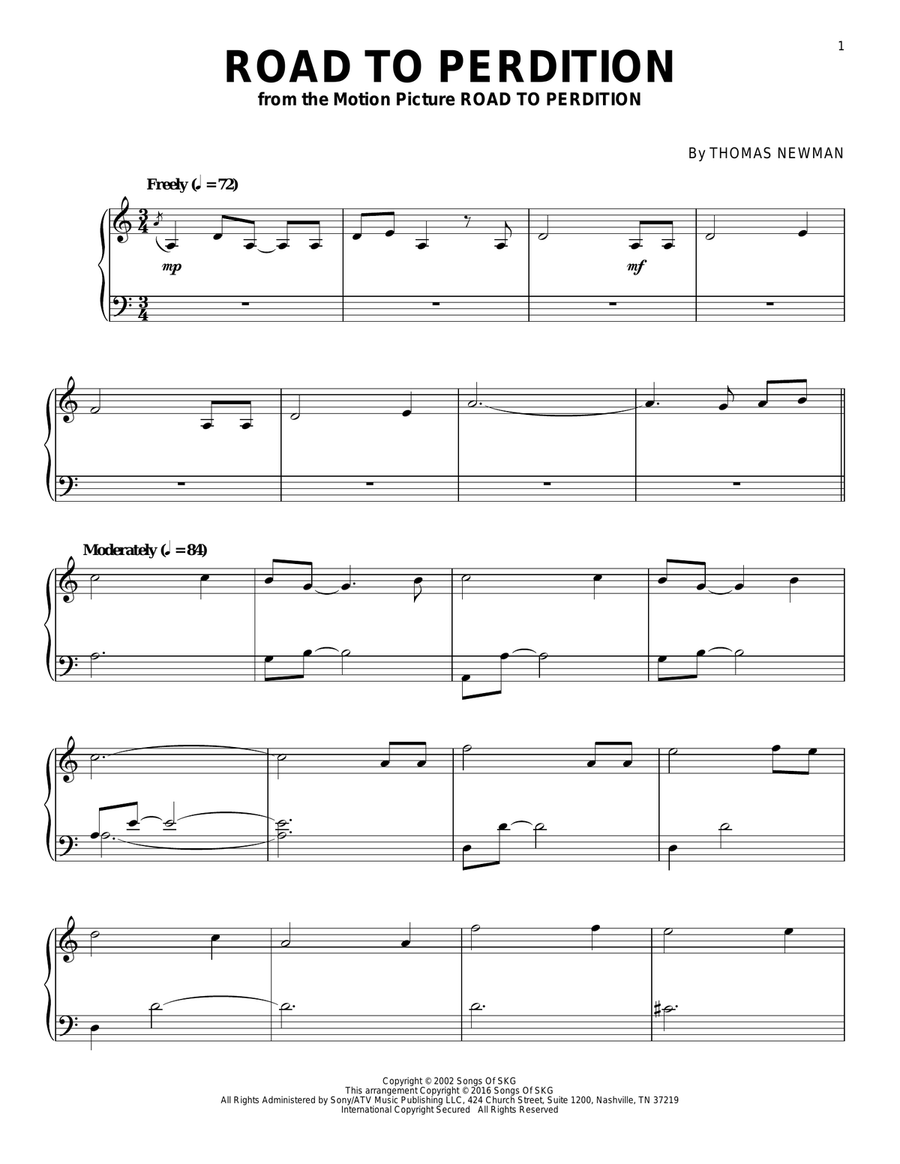 Road To Perdition Road To Perdition Piano Solo scores gallery preview page 1