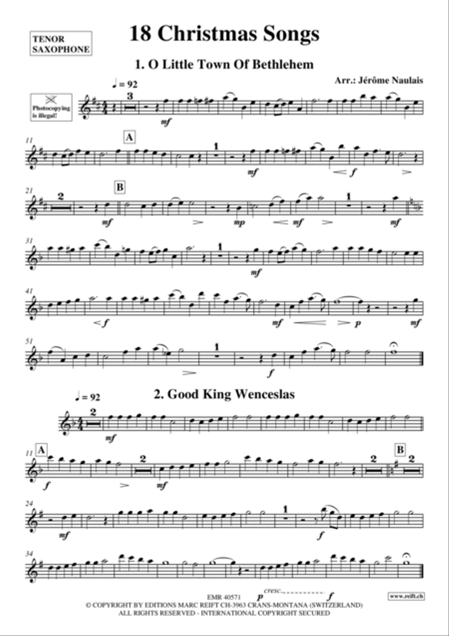 18 Christmas Songs 18 Christmas Songs Tenor Saxophone scores gallery preview page 2
