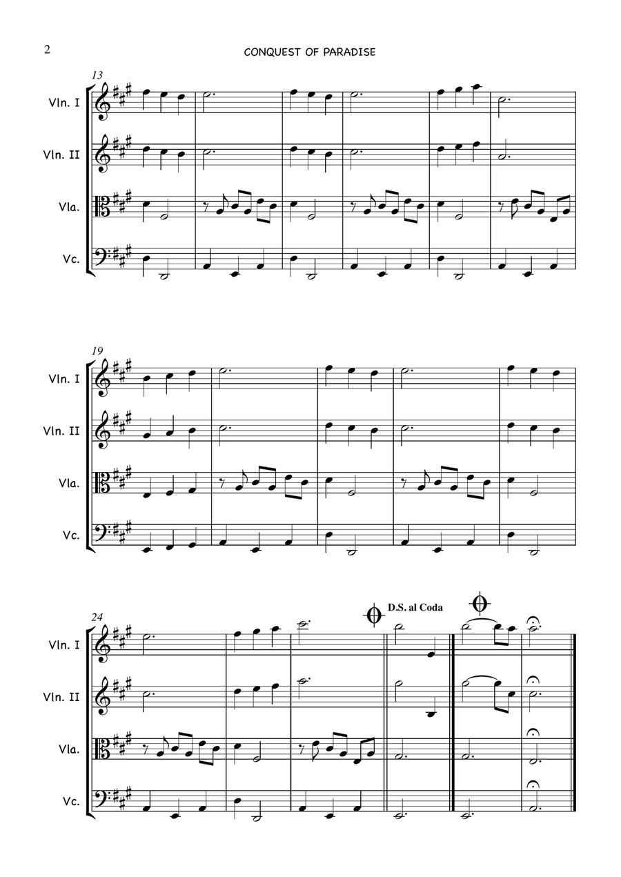 Conquest Of Paradise String Quartet scores gallery preview page 2