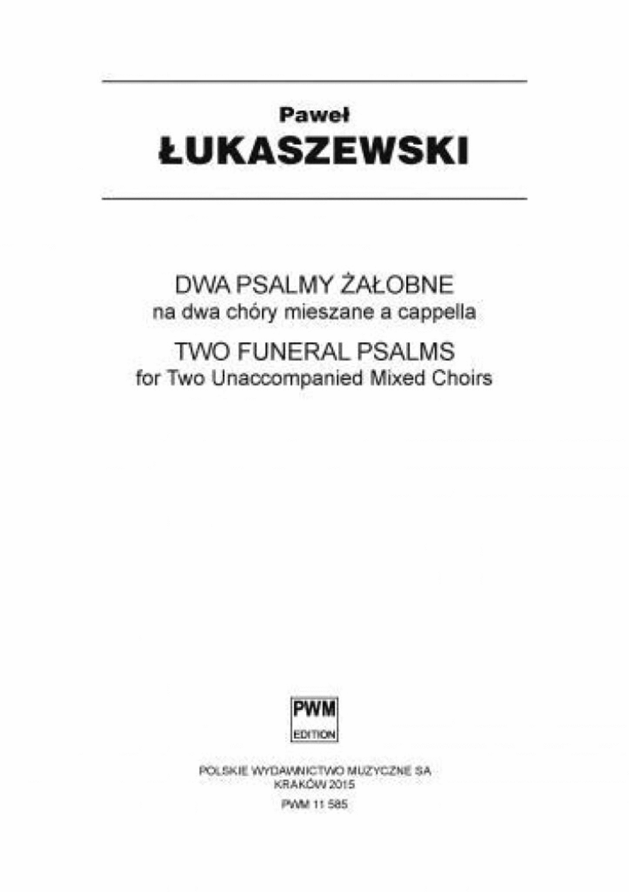 Two Funeral Psalms 4-Part scores gallery preview page 1