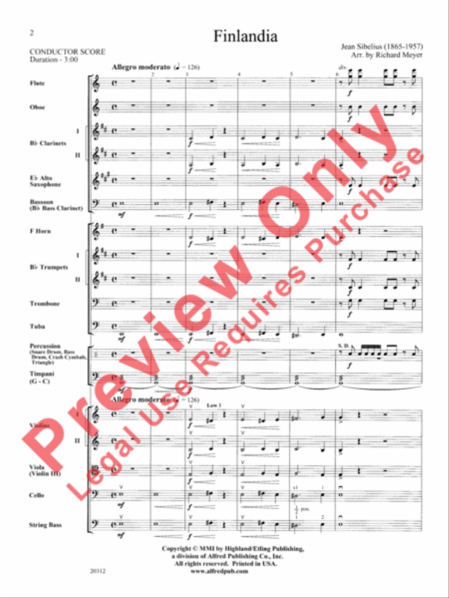 Finlandia Finlandia Full Orchestra scores gallery preview page 3